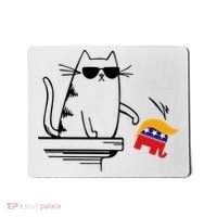 Cool Cat Knock Over Trump Elephant Hair 2024 Harris Walz Mousepad thumb 0