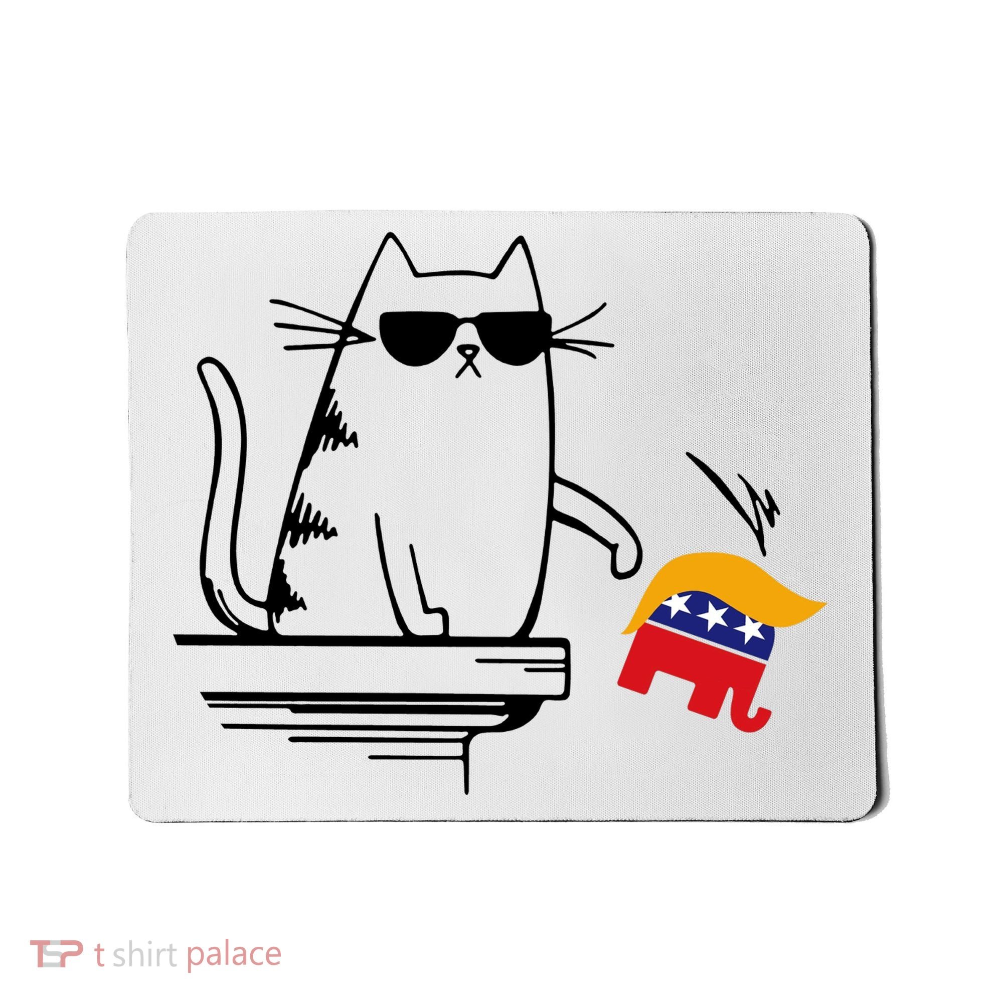 Cool Cat Knock Over Trump Elephant Hair 2024 Harris Walz Mousepad