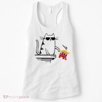 Cool Cat Knock Over Trump Elephant Hair 2024 Harris Walz Women's Tank Top thumb 0