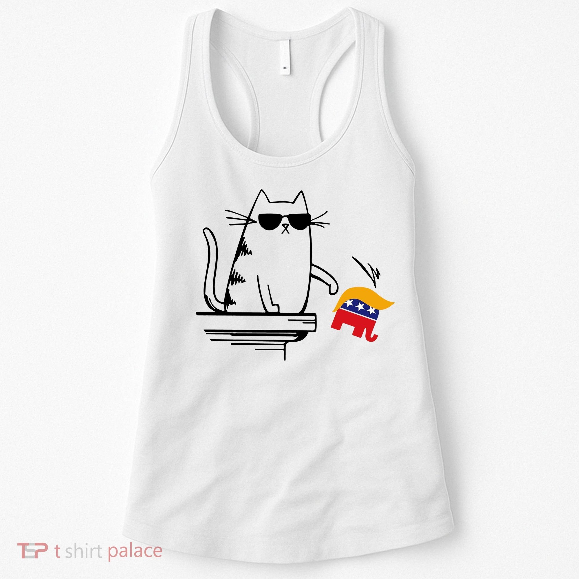 Cool Cat Knock Over Trump Elephant Hair 2024 Harris Walz Women's Tank Top