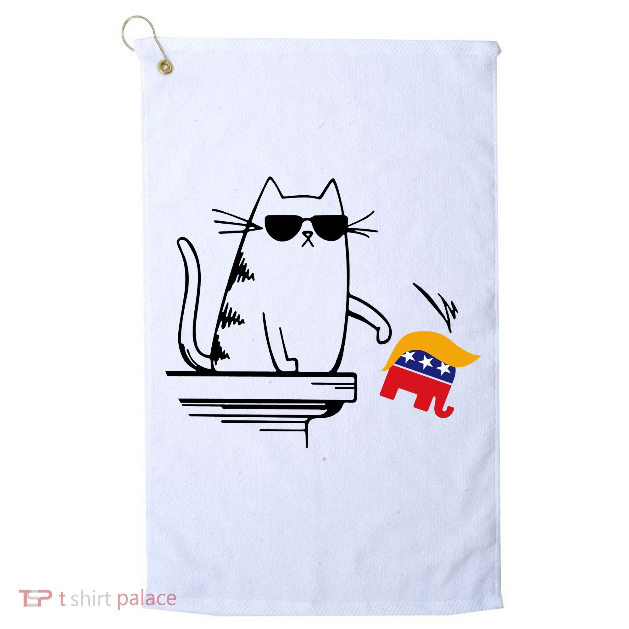 Cool Cat Knock Over Trump Elephant Hair 2024 Harris Walz Golf Towel