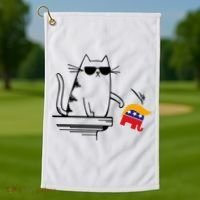 Cool Cat Knock Over Trump Elephant Hair 2024 Harris Walz Golf Towel thumb 1