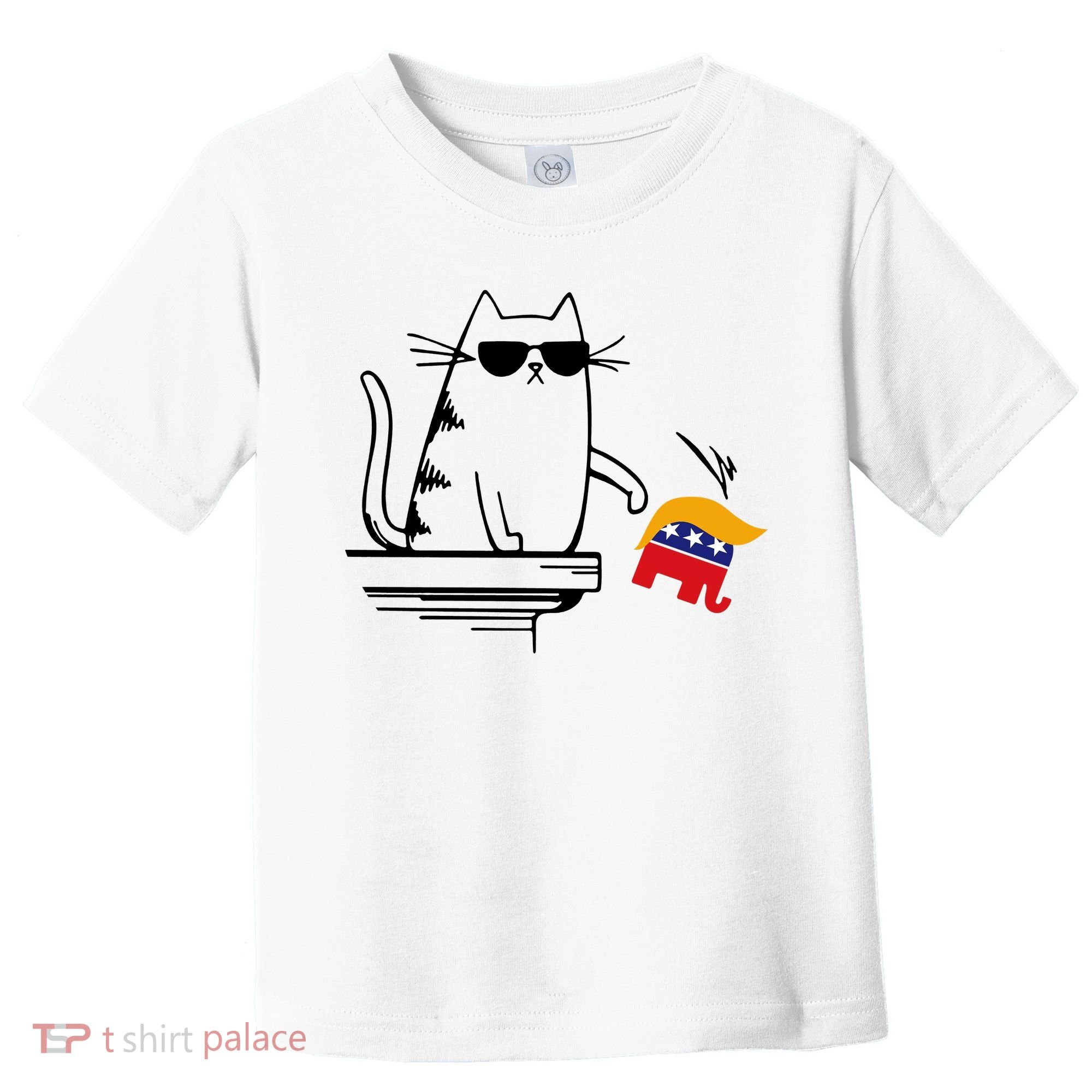Cool Cat Knock Over Trump Elephant Hair 2024 Harris Walz Toddler T-Shirt