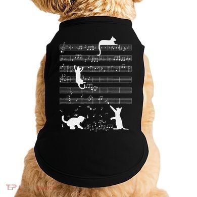 Cute Cat Kitty Playing Music Note Funny Clef Musician Art Doggie Tank