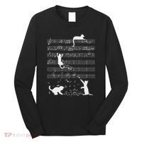 Cute Cat Kitty Playing Music Note Funny Clef Musician Art Long Sleeve Shirt thumb 0