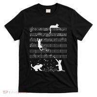 Cute Cat Kitty Playing Music Note Funny Clef Musician Art T-Shirt thumb 0