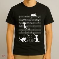 Cute Cat Kitty Playing Music Note Funny Clef Musician Art T-Shirt thumb 3