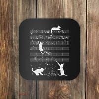 Cute Cat Kitty Playing Music Note Funny Clef Musician Art Coaster thumb 0