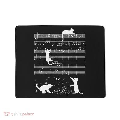 Cute Cat Kitty Playing Music Note Funny Clef Musician Art Mousepad