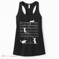Cute Cat Kitty Playing Music Note Funny Clef Musician Art Women's Tank Top thumb 0