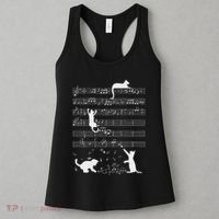 Cute Cat Kitty Playing Music Note Funny Clef Musician Art Women's Tank Top thumb 3