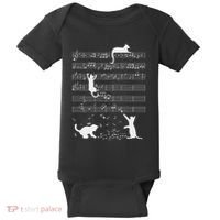 Cute Cat Kitty Playing Music Note Funny Clef Musician Art Baby Bodysuit thumb 0