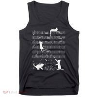 Cute Cat Kitty Playing Music Note Funny Clef Musician Art Tank Top thumb 0