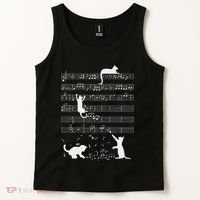 Cute Cat Kitty Playing Music Note Funny Clef Musician Art Tank Top thumb 2