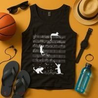 Cute Cat Kitty Playing Music Note Funny Clef Musician Art Tank Top thumb 4