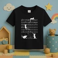 Cute Cat Kitty Playing Music Note Funny Clef Musician Art Toddler T-Shirt thumb 3