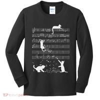 Cute Cat Kitty Playing Music Note Funny Clef Musician Art Kids Long Sleeve Shirt thumb 0