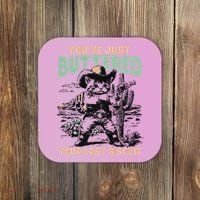 Cute Cowboy Kitten YouVe Just Buttered Your Last Biscuit Coaster thumb 0