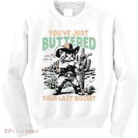 Cute Cowboy Kitten YouVe Just Buttered Your Last Biscuit Kids Sweatshirt thumb 0