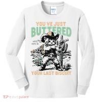 Cute Cowboy Kitten YouVe Just Buttered Your Last Biscuit Kids Long Sleeve Shirt thumb 0