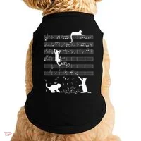 Cute Cat Kitty Playing Music Note Doggie Tank thumb 0