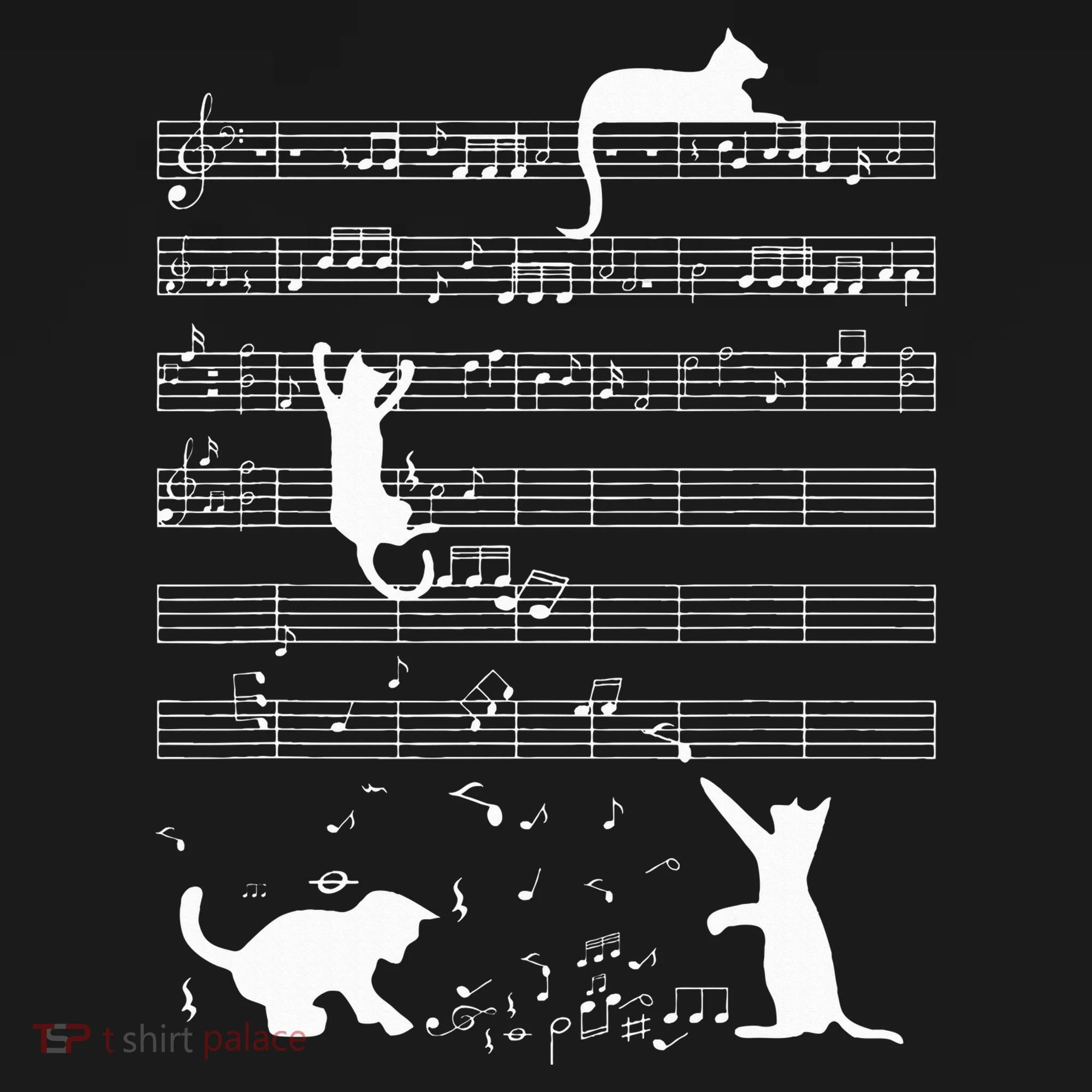 Cute Cat Kitty Playing Music Note Doggie Tank