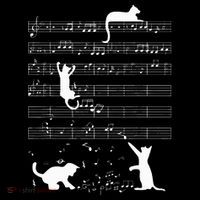 Cute Cat Kitty Playing Music Note USA-Made Doggie Bandana thumb 2