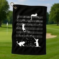 Cute Cat Kitty Playing Music Note Golf Towel thumb 1