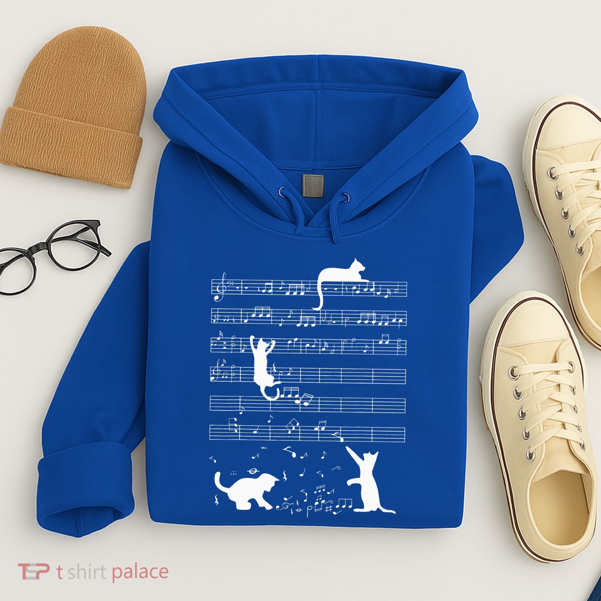 Cute Cat Kitty Playing Music Note Hoodie