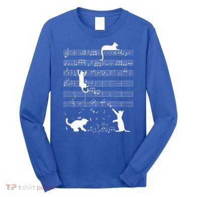 Cute Cat Kitty Playing Music Note Long Sleeve Shirt