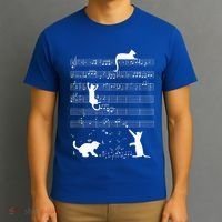 Cute Cat Kitty Playing Music Note T-Shirt thumb 3