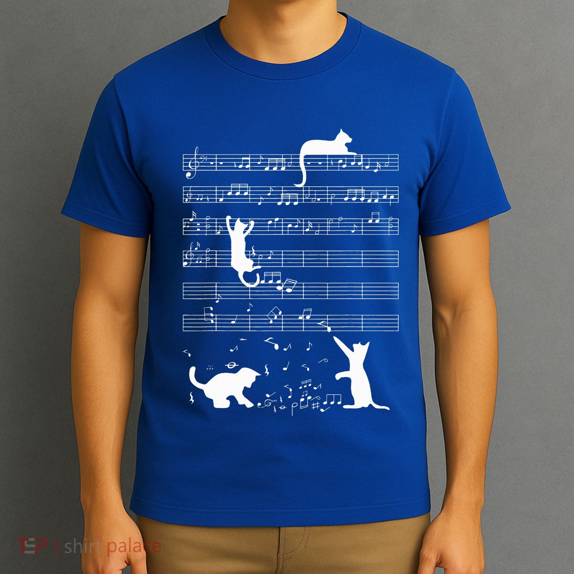 Cute Cat Kitty Playing Music Note T-Shirt