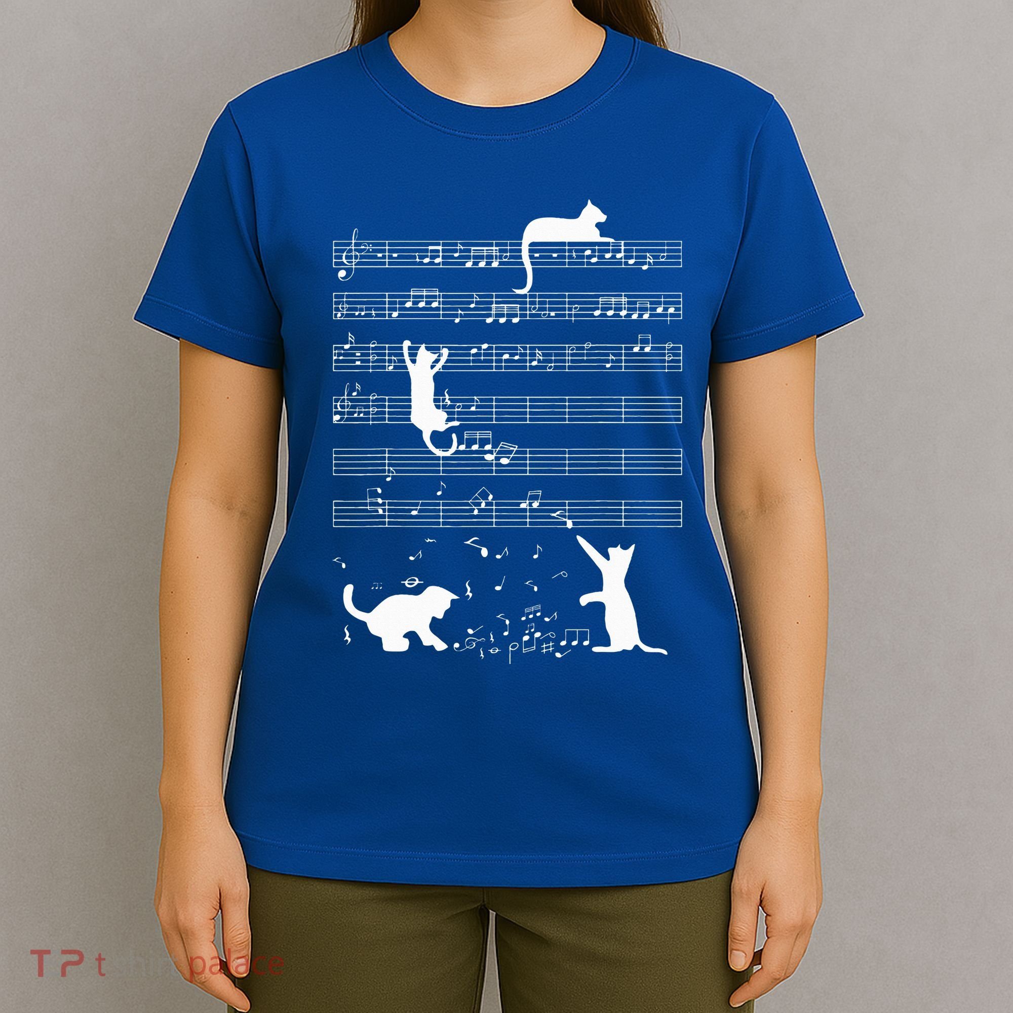 Cute Cat Kitty Playing Music Note T-Shirt
