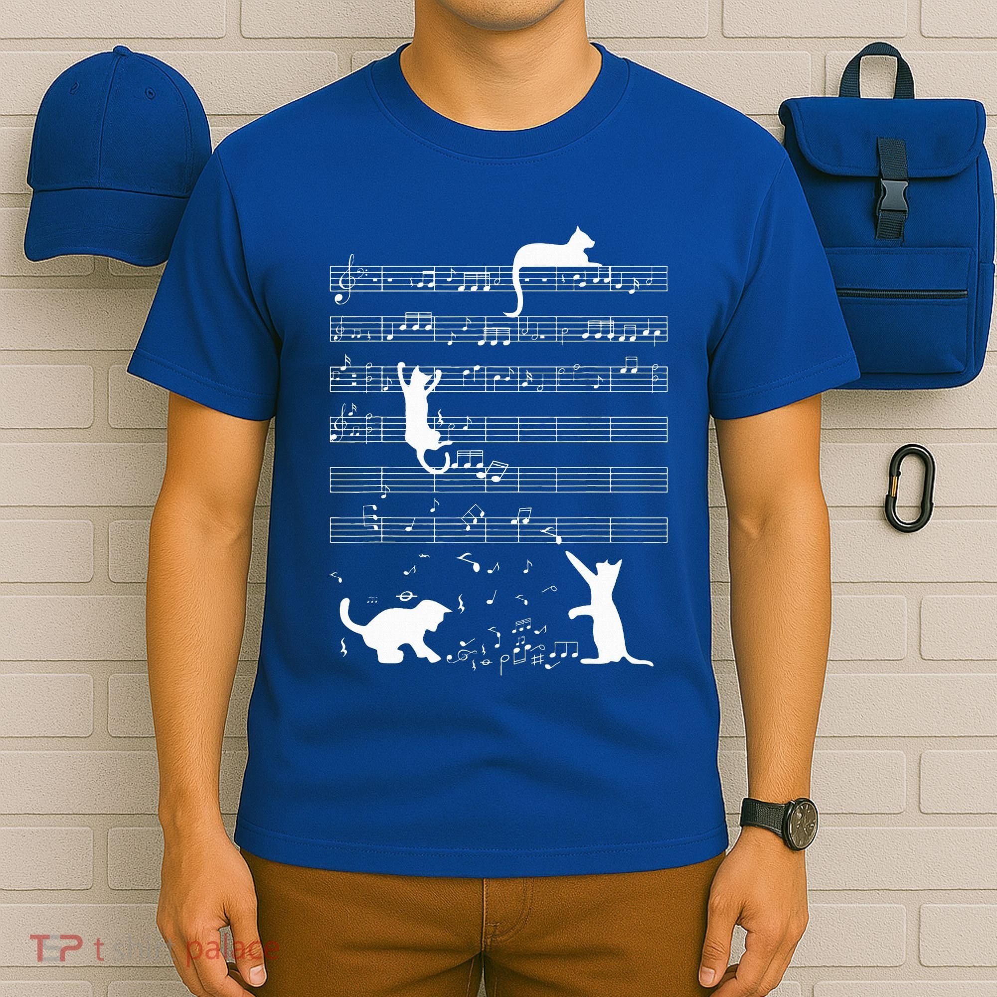 Cute Cat Kitty Playing Music Note T-Shirt