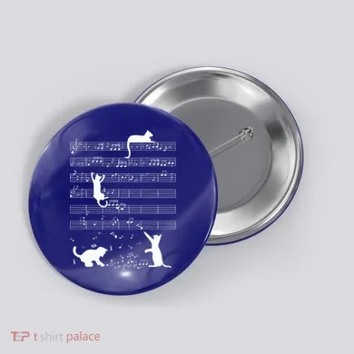 Cute Cat Kitty Playing Music Note Button
