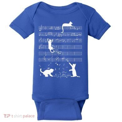 Cute Cat Kitty Playing Music Note Baby Bodysuit