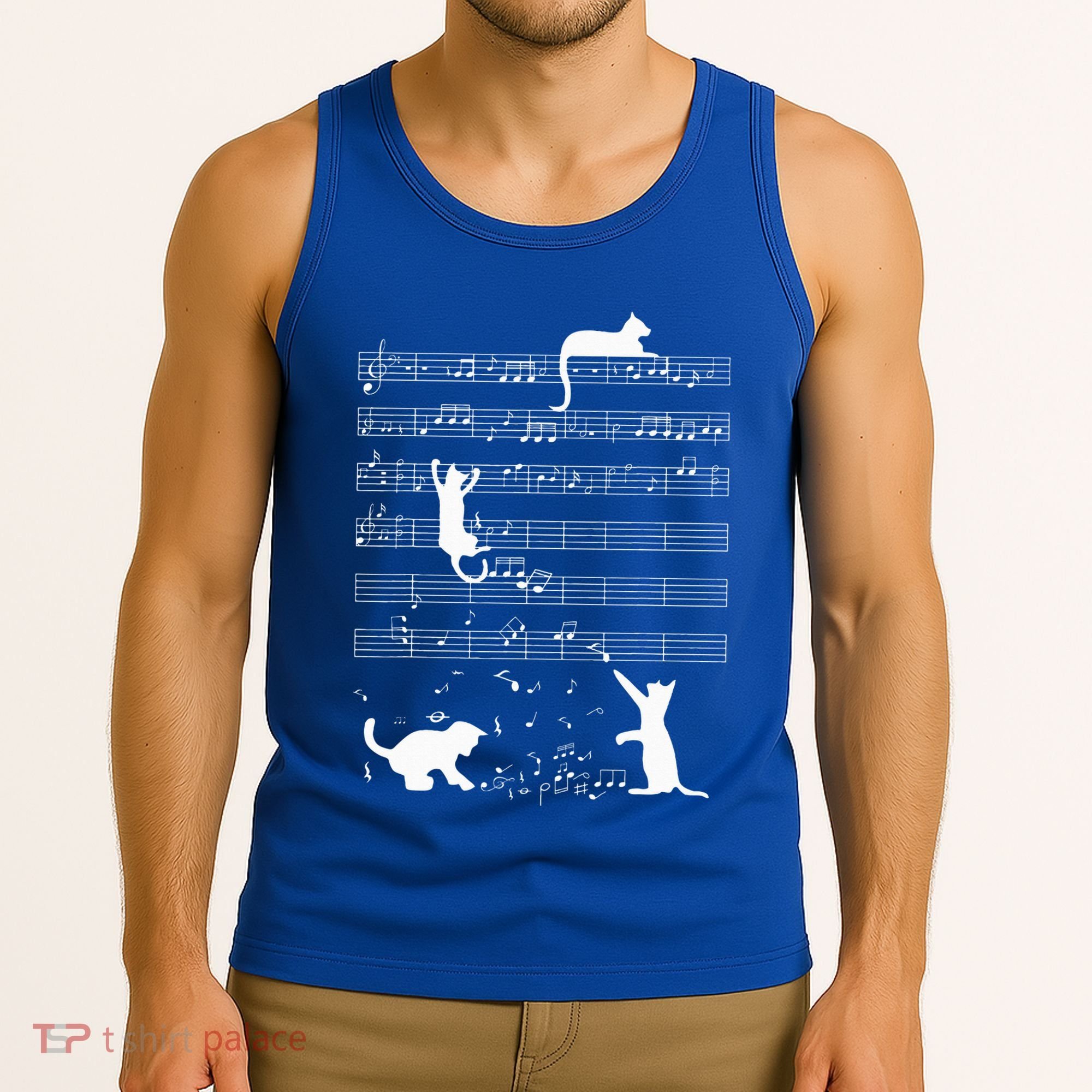 Cute Cat Kitty Playing Music Note Tank Top
