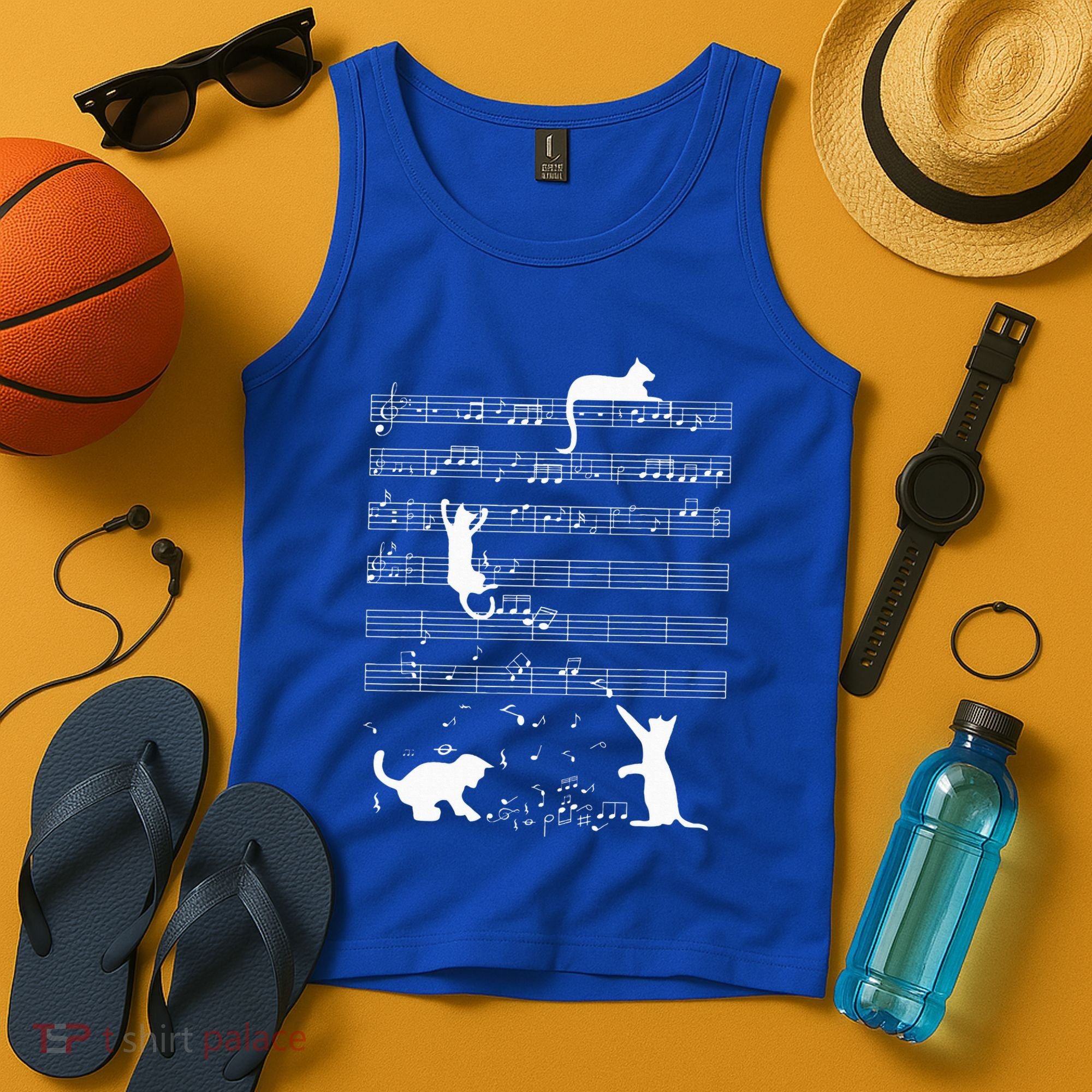 Cute Cat Kitty Playing Music Note Tank Top