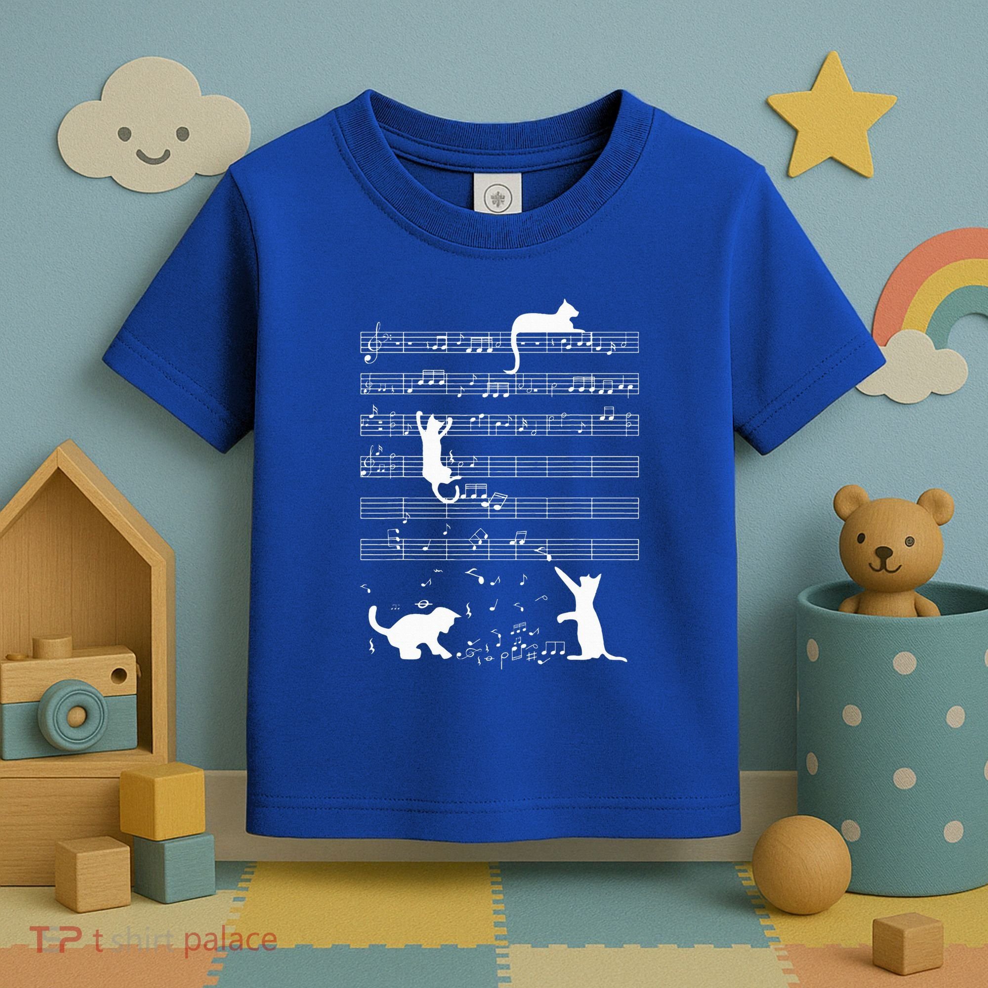Cute Cat Kitty Playing Music Note Toddler T-Shirt