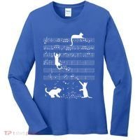 Cute Cat Kitty Playing Music Note Women's Long Sleeve Shirt thumb 0