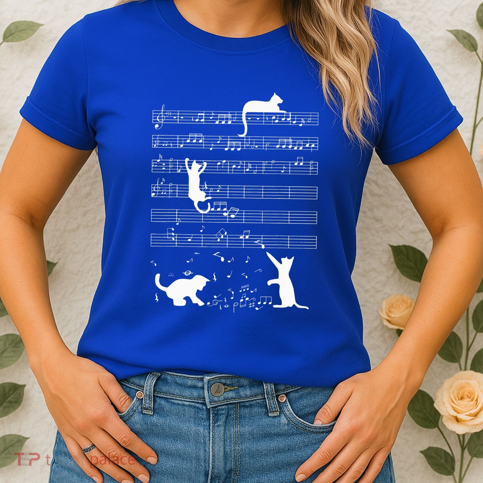Cute Cat Kitty Playing Music Note Women's T-Shirt