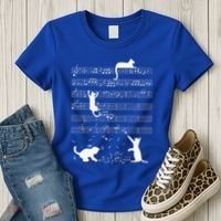 Cute Cat Kitty Playing Music Note Women's T-Shirt thumb 3