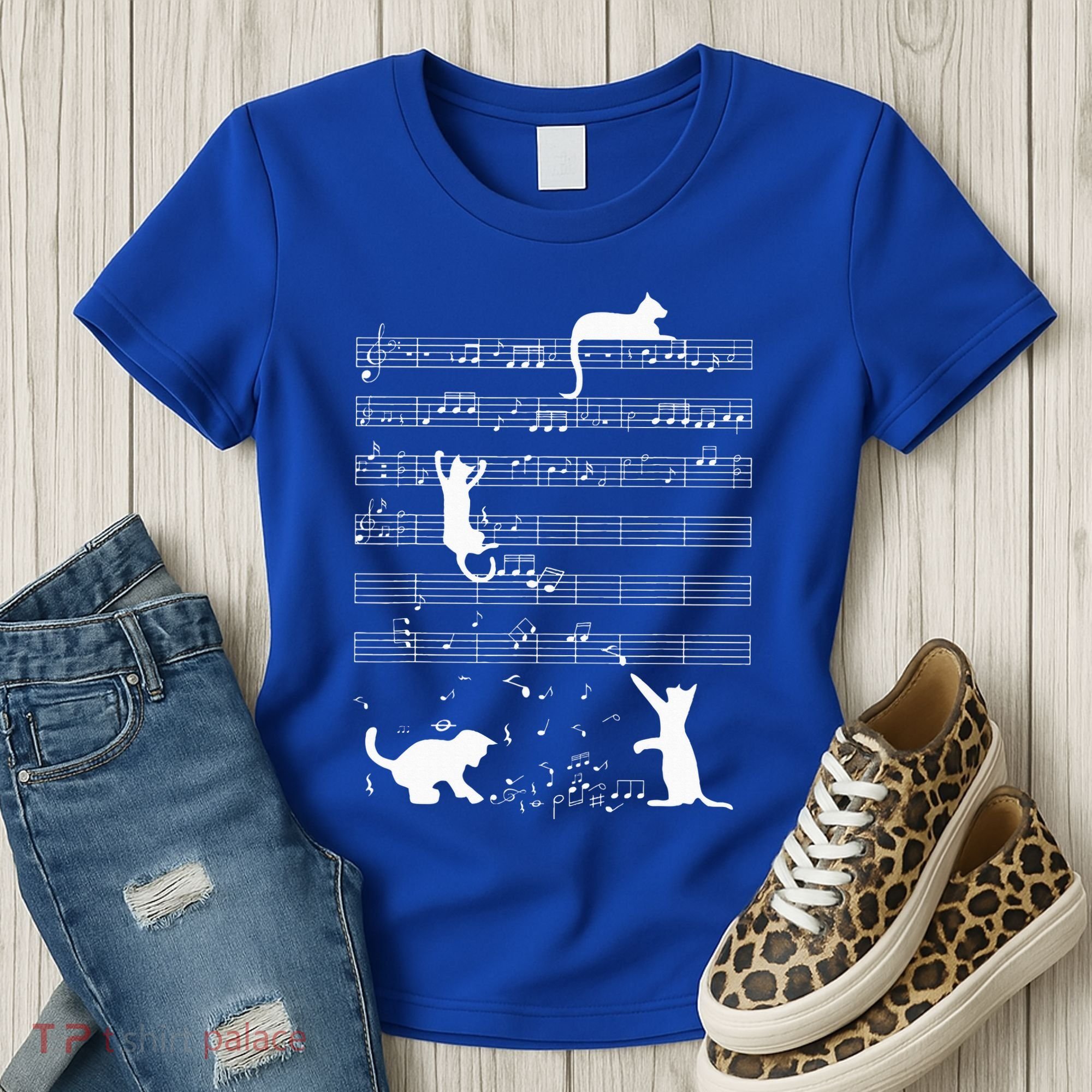 Cute Cat Kitty Playing Music Note Women's T-Shirt