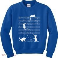 Cute Cat Kitty Playing Music Note Kids Sweatshirt thumb 0