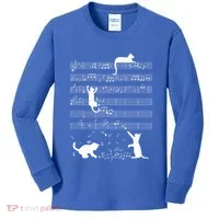 Cute Cat Kitty Playing Music Note Kids Long Sleeve Shirt thumb 0