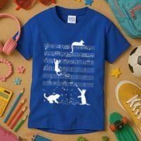 Cute Cat Kitty Playing Music Note Kids T-Shirt thumb 3