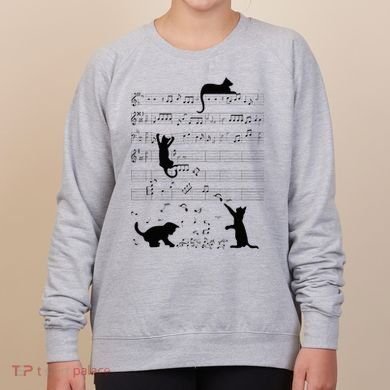 Cute Cat Kitty Playing Music Note Clef Musician Art Women's Sweatshirt
