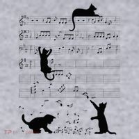 Cute Cat Kitty Playing Music Note Clef Musician Art Women's Sweatshirt thumb 2