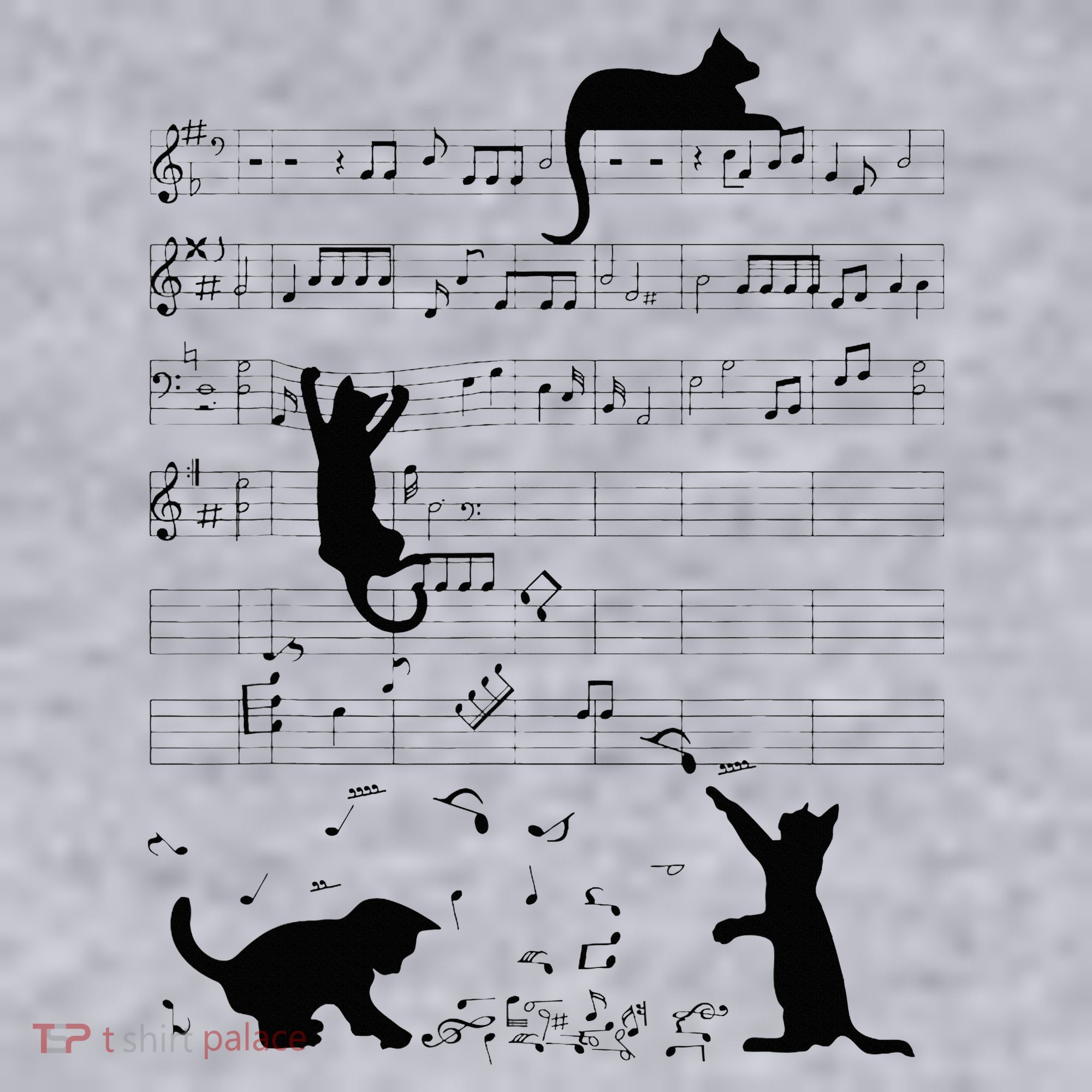 Cute Cat Kitty Playing Music Note Clef Musician Art Women's Sweatshirt