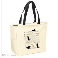 Cute Cat Kitty Playing Music Note Clef Musician Art Tote Bag thumb 2